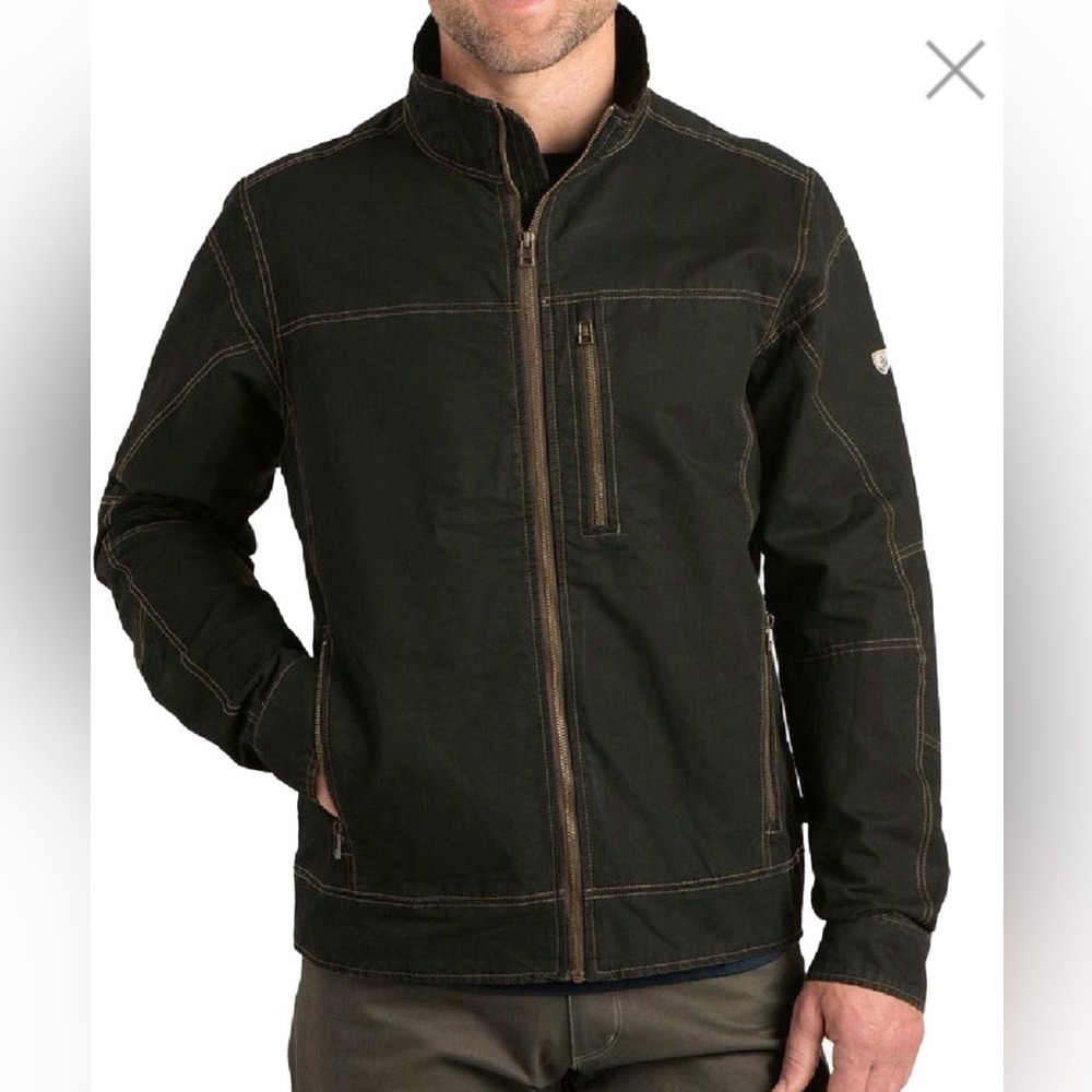 Kuhl Men’s Burr Jacket Dark Green Full Zip With Zipper Pockets Size Large